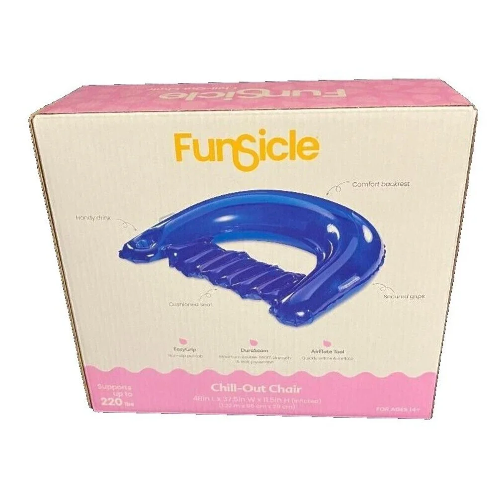 New Swimming Pool Chair Float New Funsicle Midnight Blue Inflatable Drink Holder